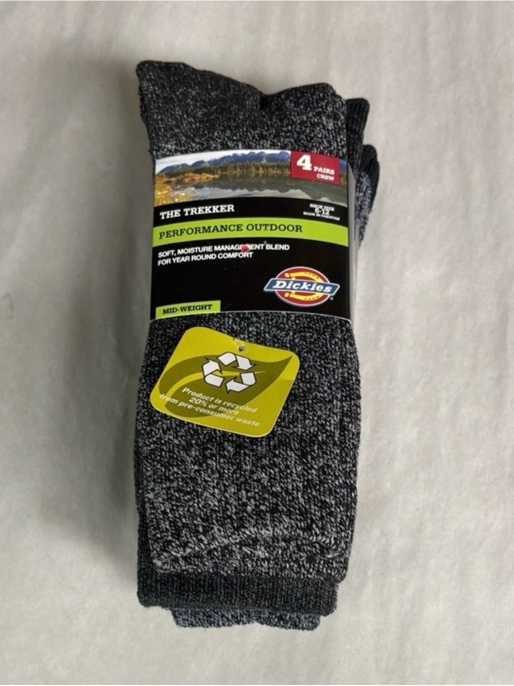 New Dickies Socks Men’s 4 Pair Performance Outdoor Mid-Weight Casual Dark Gray